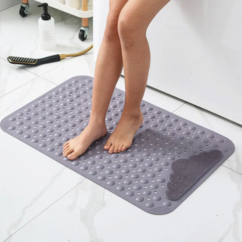 JAYA Rectangular Non Slip Bath Mat with Drainage Holes Massage Shower Floor Pad for Bathroom Bathtub Hotel and Home Use