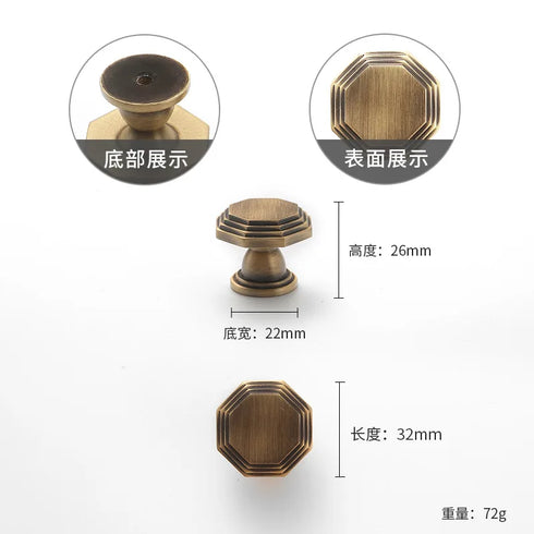 JAYA 2025 Retro Single Hole Solid Brass Wardrobe Handle Modern All-Copper All-Copper Square Cabinet Door Knobs