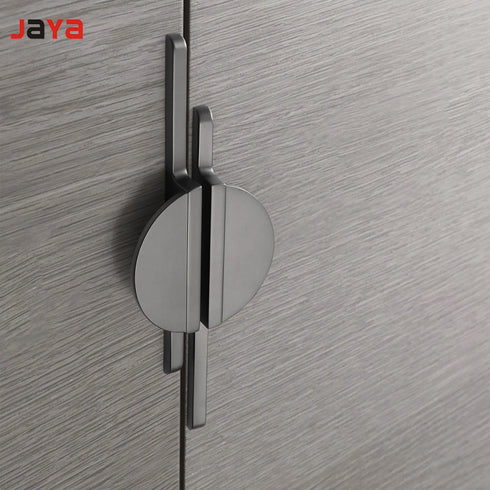 JAYA Brass Finish Zinc Alloy Semicircle Cabinet Handles Pair Mounted Half Moon Pulls for Kitchen Wardrobe Drawer Door Furniture
