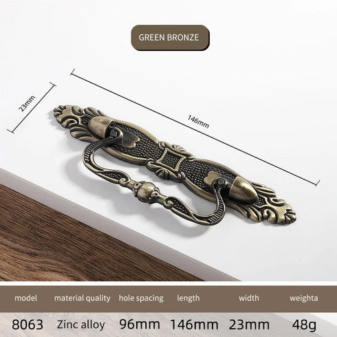 JAYA Antique Metal Drop Bail Cabinet Pull Handles Vintage Brass Finish for Kitchen Drawer Dresser Wardrobe Furniture