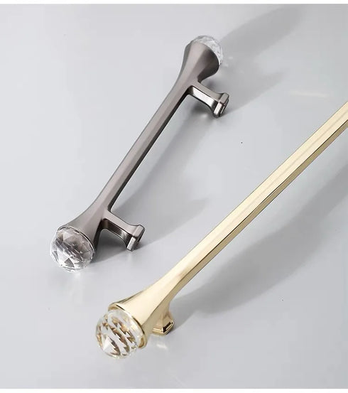 JAYA Gold Crystal End Cabinet Pulls Zinc Alloy Wardrobe Drawer Furniture Door Handles