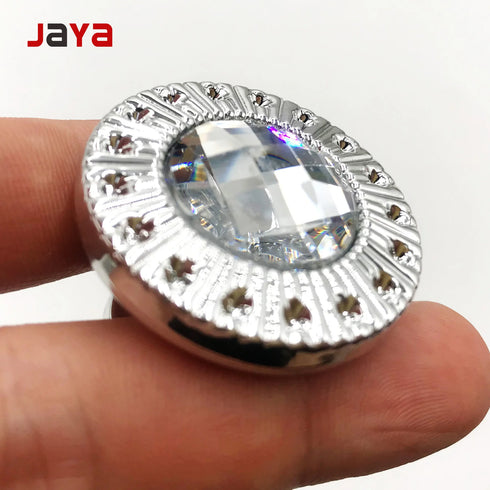 JAYA Factory Wholesale Furniture Bathroom Diamond Luxury Kitchen Bling Drawer Knob Cabinet Chrome Crystal Handle Door Knob