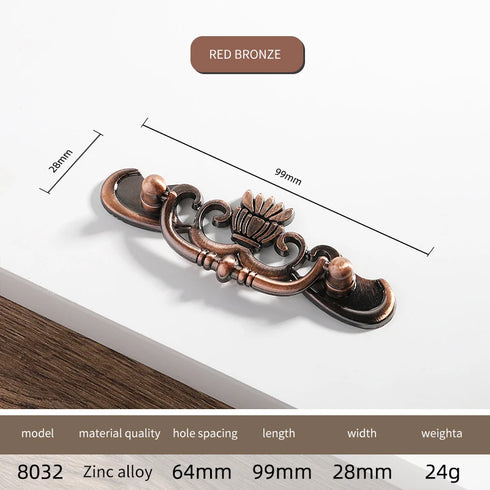 JAYA Antique Metal Drop Bail Cabinet Pull Handles Vintage Brass Finish for Kitchen Drawer Dresser Wardrobe Furniture