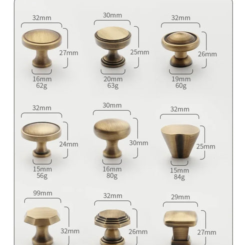 JAYA 2025 Retro Single Hole Solid Brass Wardrobe Handle Modern All-Copper All-Copper Square Cabinet Door Knobs