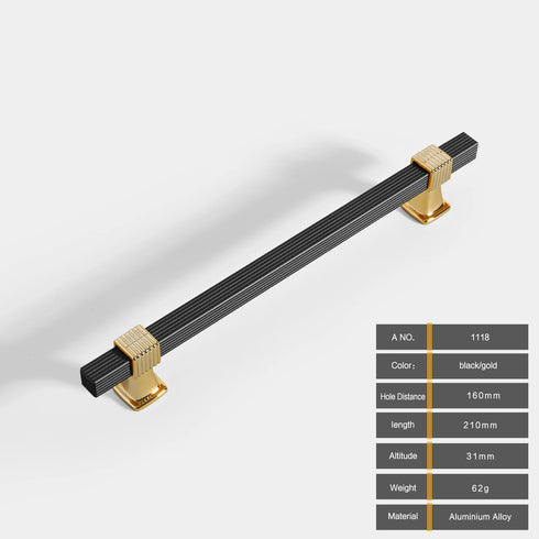 JAYA Black Gold Fluted Cabinet Pull Handles Modern Ribbed Bar Drawer Wardrobe Cupboard Kitchen Furniture Hardware Multiple Sizes