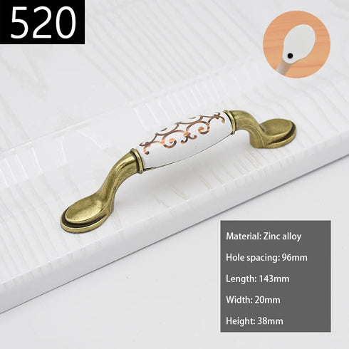 JAYA Traditional European Crackle Ceramic Cabinet Handles and Knobs Antique Bronze Drawer Dresser Wardrobe Door Pulls