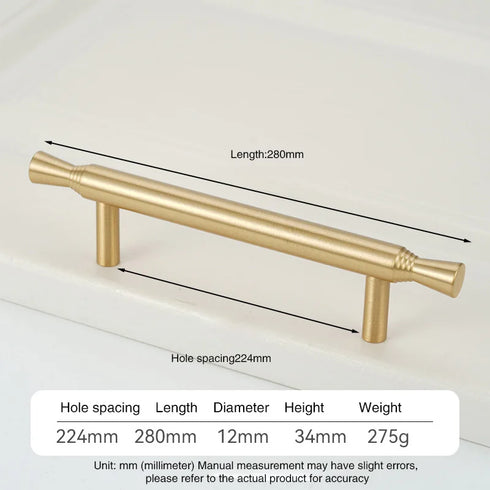 JAYA Solid Brass Cabinet Pull Handles and Knobs Satin Gold Furniture Hardware for Kitchen Drawers Wardrobe Doors
