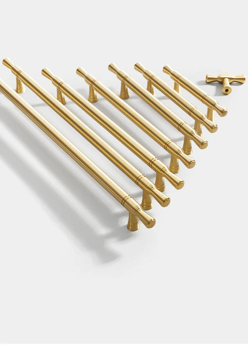 JAYA Solid Brass Cabinet Pull Handle Gold Wardrobe Drawer Door Handle for Kitchen Dresser and Furniture