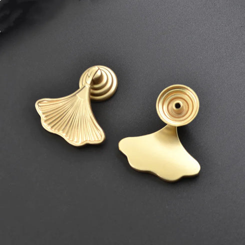 JAYA Ginkgo Leaf Cabinet Pendant Pull Aluminum Alloy Satin Brass Finish Decorative Drawer Handle for Wardrobe Cupboard