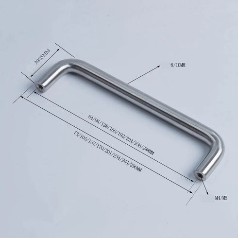 JAYA 50mm U-Shaped Stainless Steel Cabinet Handles M8 Thread Round Bar Pulls for Kitchen Dresser Furniture