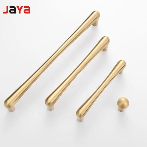 JAYA Brushed Gold Brass Cabinet Handles Modern Round Wardrobe Drawer Pulls and Knobs