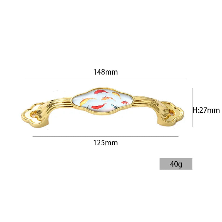 JAYA Bedroom Kitchen Cupboard Handle Classical Decorative Ceramic Antique Brass Zinc AlloyTibetan Style Furniture Door Handle