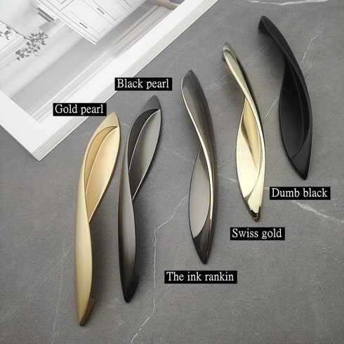 JAYA Modern European Black and Gold Metal Cabinet Pull Handles for Kitchen Drawers Wardrobe and Furniture Doors