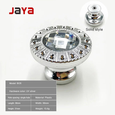 JAYA Factory Wholesale Furniture Bathroom Diamond Luxury Kitchen Bling Drawer Knob Cabinet Chrome Crystal Handle Door Knob