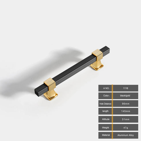 JAYA Black Gold Fluted Cabinet Pull Handles Modern Ribbed Bar Drawer Wardrobe Cupboard Kitchen Furniture Hardware Multiple Sizes
