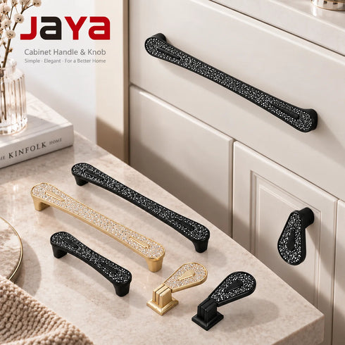 JAYA Wholesale Furniture Door Drawer Kitchen Handles Zinc Home Black and White Cabinet Pull Drawer Handle Aluminum Door Knob
