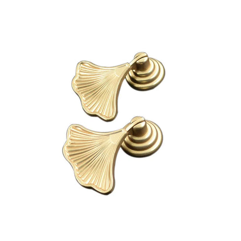 JAYA Ginkgo Leaf Cabinet Pendant Pull Aluminum Alloy Satin Brass Finish Decorative Drawer Handle for Wardrobe Cupboard