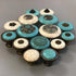 JAYA Vintage Synthetic Turquoise Cabinet Knobs Zinc Alloy Round Single Hole Drawer Pulls Blue Ivory for Dresser Wardrobe