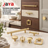 JAYA Solid Brass Cabinet Pull Handles and Knobs Satin Gold Furniture Hardware for Kitchen Drawers Wardrobe Doors