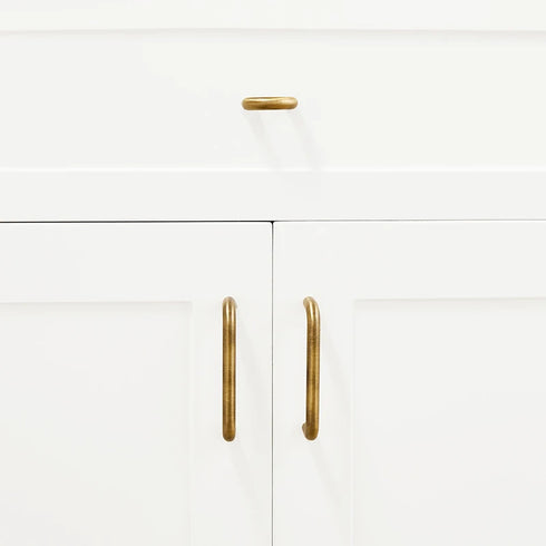 JAYA Solid Brass Yellow Bronze Cabinet Pull Handles French Retro Minimalist Long Round Bar for Wardrobe Doors Drawers