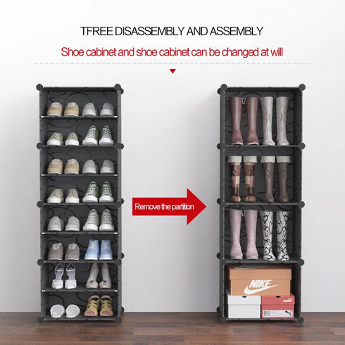 JAYA DIY Modular Plastic Cube Shoe Rack with Translucent Doors for Home Entryway and Bedroom Storage