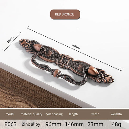 JAYA Antique Metal Drop Bail Cabinet Pull Handles Vintage Brass Finish for Kitchen Drawer Dresser Wardrobe Furniture