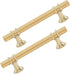 JAYA Polished Gold Aluminum Fluted Cabinet Pull Handle Two Hole Drawer Handle for Kitchen Wardrobe Furniture
