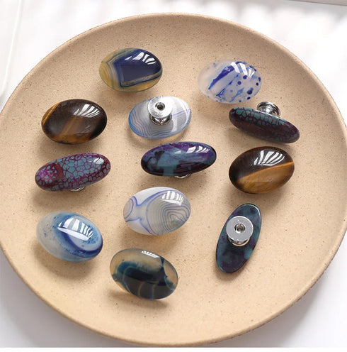 JAYA Unique Door Knob Natural Agate Cabinet Drawer Knobs Vintage Cupboard Dresser Drawer Pulls Handles Aluminium Wardrobe Knob