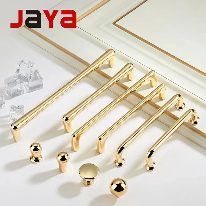 JAYA Modern Cabinet Handles Gold Brass Knobs Long Door Pulls Cabinet Handles and Knobs Tiradores para Cajón Furniture Hardware