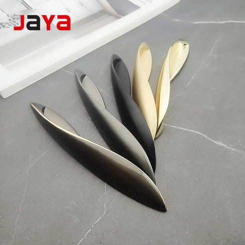 JAYA Modern European Black and Gold Metal Cabinet Pull Handles for Kitchen Drawers Wardrobe and Furniture Doors