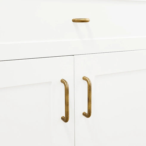 JAYA Solid Brass Yellow Bronze Cabinet Pull Handles French Retro Minimalist Long Round Bar for Wardrobe Doors Drawers
