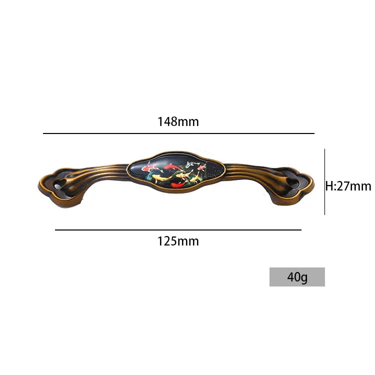 JAYA Bedroom Kitchen Cupboard Handle Classical Decorative Ceramic Antique Brass Zinc AlloyTibetan Style Furniture Door Handle