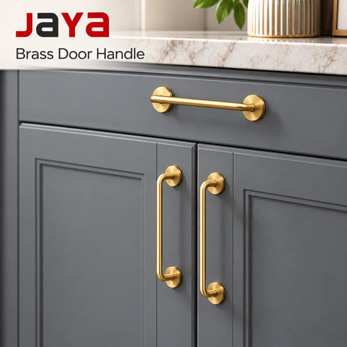 JAYA Modern Furniture Door Handle Solid Pure Brass Wardrobe Drawer Pulls Handle Knobs