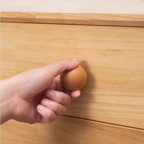 JAYA Round Wooden Cabinet Knobs Natural Wood Drawer Pulls for Wardrobe Cupboard Dresser Furniture