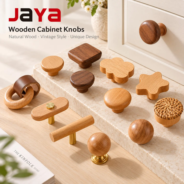 JAYA High Quality Wholesale Wooden Round Cabinet Knob with Vintage and Unique Cloud Flower Shape Door Knob