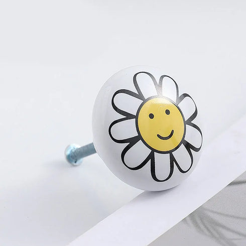 JAYA Modern American Cartoon Ceramic Drawer Handle Single Hole Round Illustration for Children's Room Kitchen Dresser Cabinet