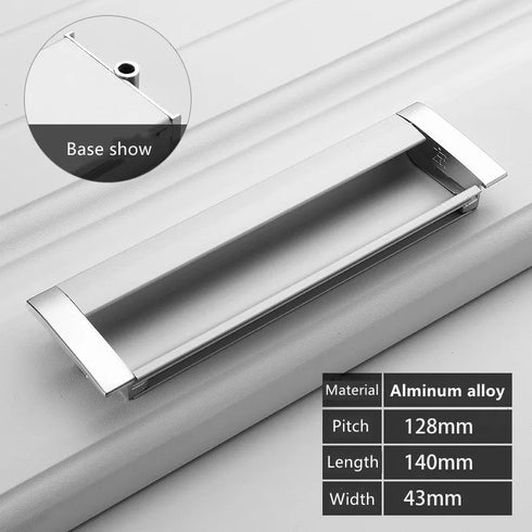 JAYA Modern Aluminum Alloy Recessed Cabinet Handles Black Silver Flush Finger Pulls for Kitchen Drawers Wardrobes Furniture
