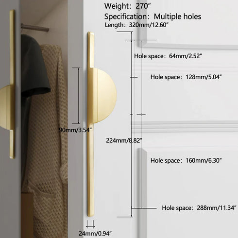 JAYA Minimalist Zinc Alloy Semicircle Splice Multi-Function Cabinet Pull Handles for Drawer Double Door Kitchen Wardrobe