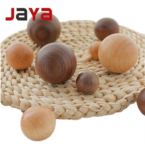 JAYA Natural Wooden Round Ball Cabinet Knobs in Multiple Sizes for Drawers Wardrobes Dressers and Cupboards