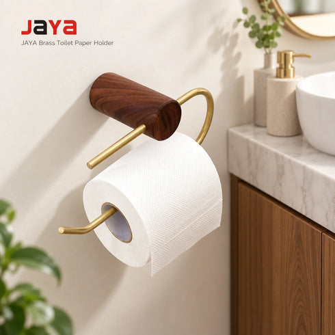 JAYA Modern Simple Bathroom Wall Mounted Multifunctional Brass Toilet Paper Towel Rack Perforated Toilet Paper Holder