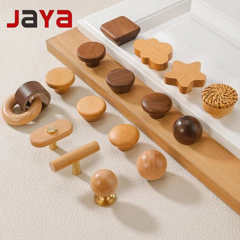 JAYA High Quality Wholesale Wooden Round Cabinet Knob with Vintage and Unique Cloud Flower Shape Door Knob