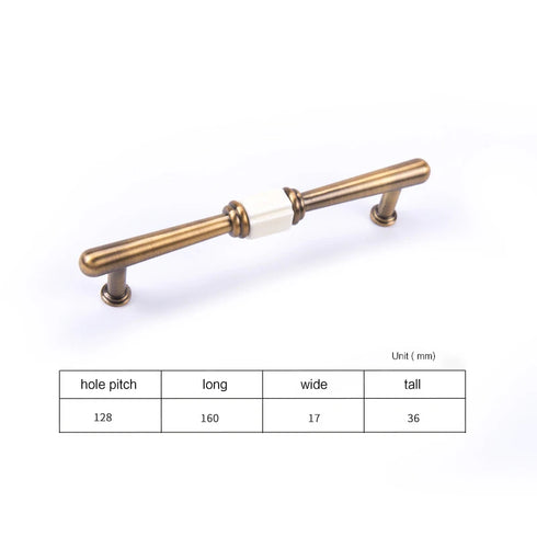 JAYA Antique Brass Zinc Alloy Cabinet Pulls with White Ceramic Center for Wardrobe Kitchen Drawer Furniture