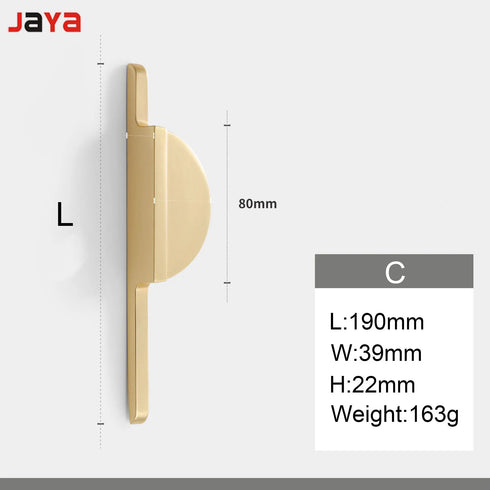 JAYA Brass Finish Zinc Alloy Semicircle Cabinet Handles Pair Mounted Half Moon Pulls for Kitchen Wardrobe Drawer Door Furniture