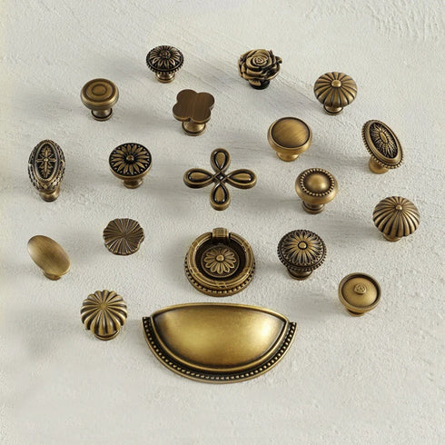 JAYA Antique Bronze Solid Brass Cabinet Handles Wardrobe Pull Cupboard Door Knob Kitchen Accessories Retro Furniture Hardware