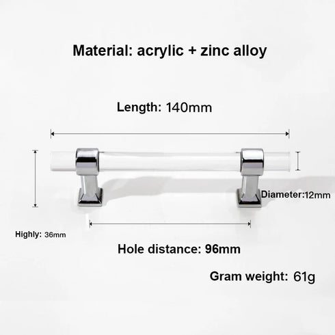 JAYA Durable Decorative Handle Hardware Acrylic Serving Tray Handles Silver Clear Acrylic Tray Handle