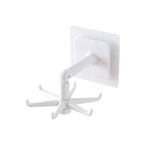 JAYA Self-Adhesive Rotating Multi-Hook Wall Hanger No-Drill Plastic Utensil Key Clothes Organizer for Kitchen Bathroom