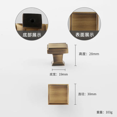 JAYA 2025 Retro Single Hole Solid Brass Wardrobe Handle Modern All-Copper All-Copper Square Cabinet Door Knobs