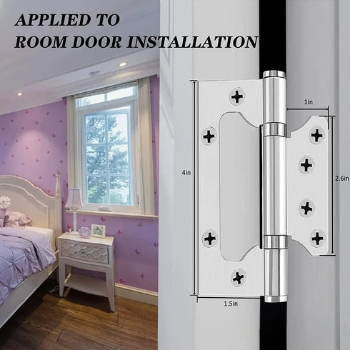JAYA Stainless Steel No Mortise Flush Hinge Butterfly Cabinet Door Hinge Rust Resistant Furniture Hardware