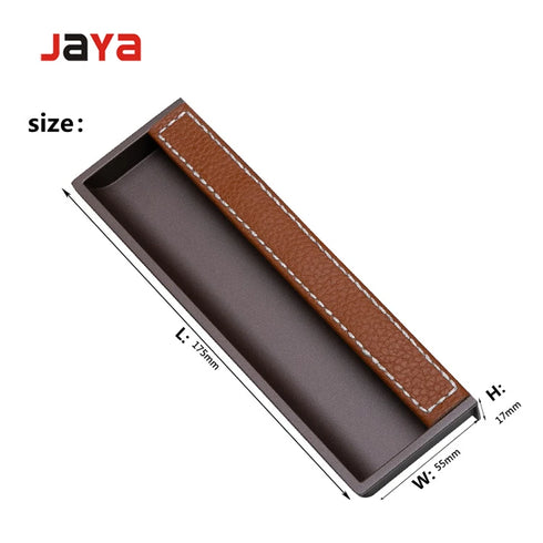 JAYA Leather Zinc Alloy Handle Furniture Modern Style Shift Embedded Door Latch Handle