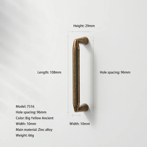 JAYA Retro Zinc Alloy Wardrobe Door Handle Modern Light Luxury Simple Bronze Single-hole Drawer Cabinet Wine